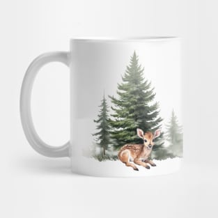 Woodland Baby Deer and Watercolor Trees. Mug